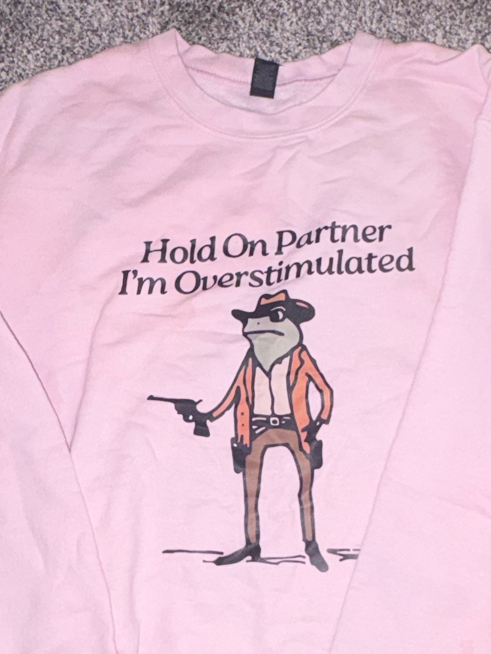 Men's Pink Graphic Sweatshirt - 'Hold On Partner'
